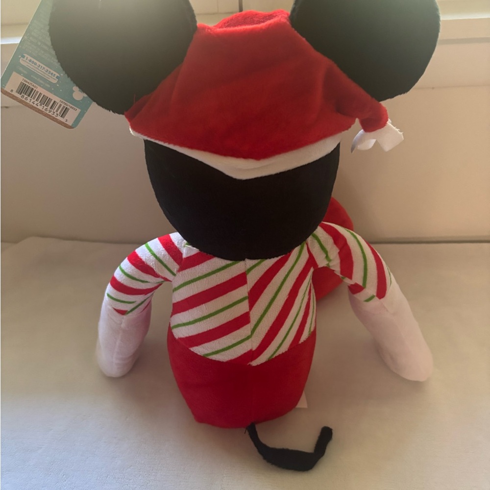 Disney Mickey Mouse Striped Holiday Plush - Red, White, and Black - Picture 2 of 3